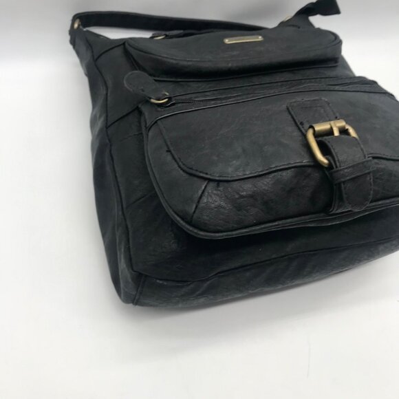 MultiSac Black Faux Leather Flare Shoulder/Crossbody Bag - Picture 7 of 10